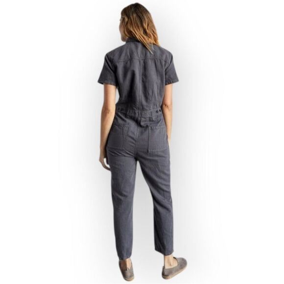 OUTERKNOWN Dark Gray S.E.A Jumpsuit M New Utility Inspired Organic Cotton Linen - Picture 3 of 13